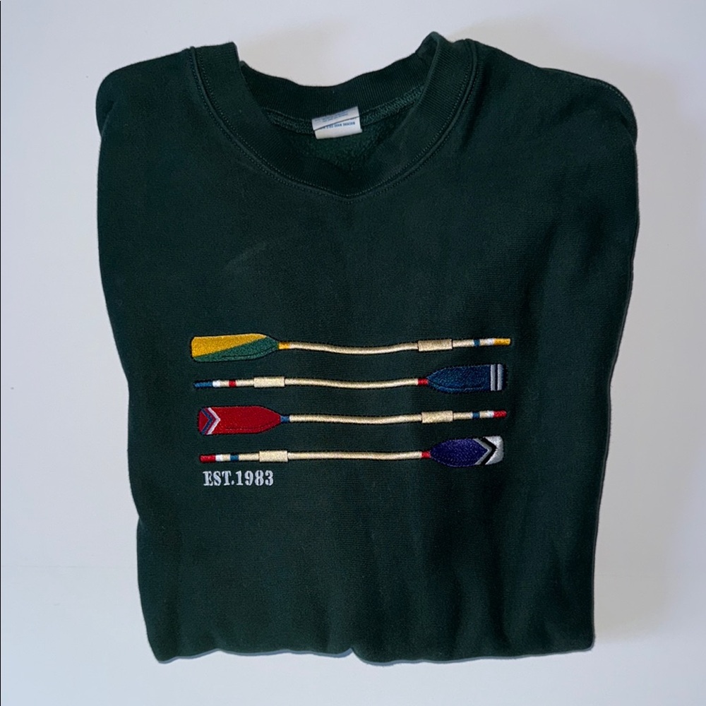 J. Crew Crewneck Sweater with Embroidered Oars